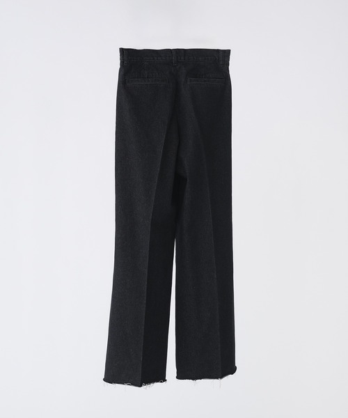 selle glant セレグランテ　カットオフワイドデニム ブラック L selle glant カットオフワイドストレートデニムパンツ ブルーグリーンS