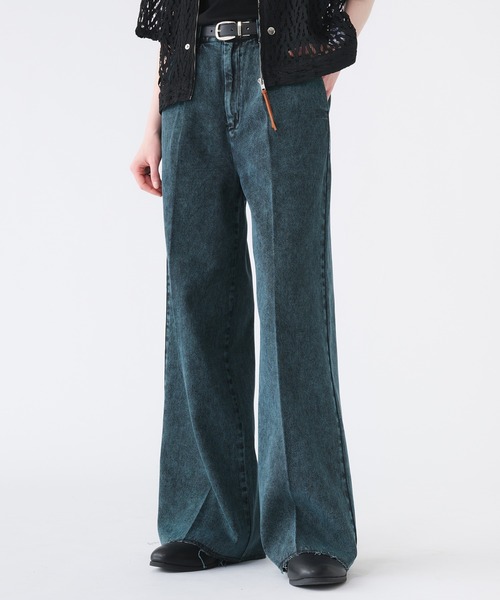 selle glant（セレグランテ）の「CUT-OFF WIDE STRAIGHT DENIM PANTS/カットオフワイドストレートデニムパンツ（デニムパンツ・メンズ・ブラウン/ブラック/ブルーグリーン・SMALL/MEDIUM/LARGE）」の4枚目の写真