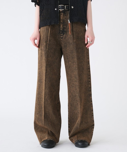 CUT-OFF WIDE STRAIGHT DENIM PANTS/カットオフワイドストレートデニム