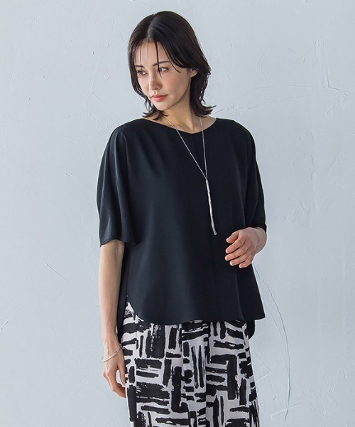 キレイ*リラックス ハーフスリーブブラウス≪洗濯機で洗える≫ キレイ×リラックス ハーフスリーブブラウス≪洗濯機で洗える