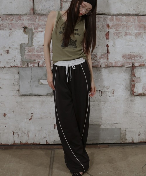 ウエスト切り替えカーブラインスウェットパンツ（スウェットパンツ