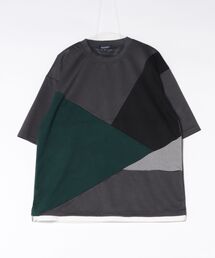 【Blue Standard/ブルースタンダード】接触冷感 COOLスムース フェイクレイヤード リラックスフィット切り替えデザインTシャツ