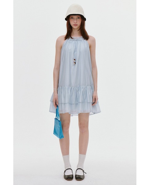リズリサTRALALA ホルターネック￼、オフショルダーミニワンピース3way ホルターオフショルフリルシフォンミニワンピース | レディース
