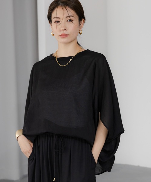 Elura（エルーラ）の「シアーメランジプルオーバー/324909（Tシャツ/カットソー・レディース・ライトブルー/ライトイエロー/ブラック/ホワイト・LARGE/MEDIUM）」の3枚目の写真