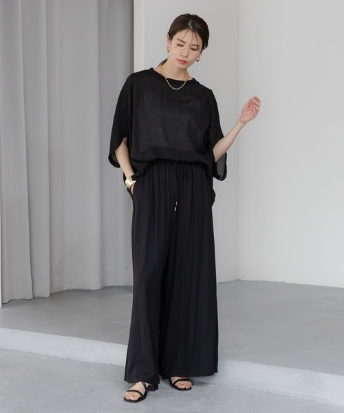 Elura（エルーラ）の「シアーメランジプルオーバー/324909（Tシャツ/カットソー・レディース・ライトブルー/ライトイエロー/ブラック/ホワイト・LARGE/MEDIUM）」の7枚目の写真