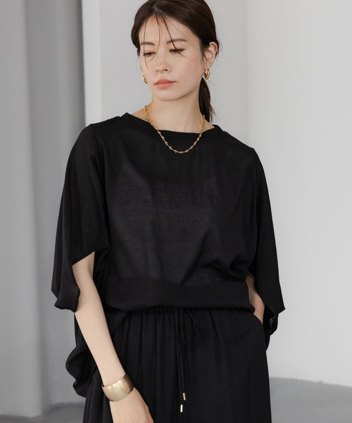 Elura（エルーラ）の「シアーメランジプルオーバー/324909（Tシャツ/カットソー・レディース・ライトブルー/ライトイエロー/ブラック/ホワイト・LARGE/MEDIUM）」の9枚目の写真