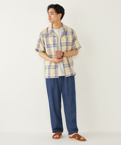 SHIPS Colors(シップス カラーズ)の「SHIPS Colors: 〈洗濯機可能〉 カラミ チェック オープンカラー シャツ(シャツ/ブラウス・メンズ・ベージュ/ネイビー/オフホワイト・MEDIUM/LARGE/X-LARGE)」の19枚目の写真
