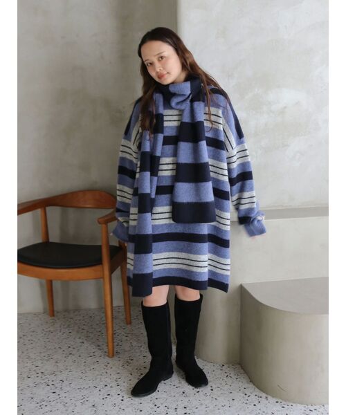 Ungrid（アングリッド）の「マルチボーダールーズニット（ニット/セーター・レディース・レッド/ブルー・FREE）」の8枚目の写真