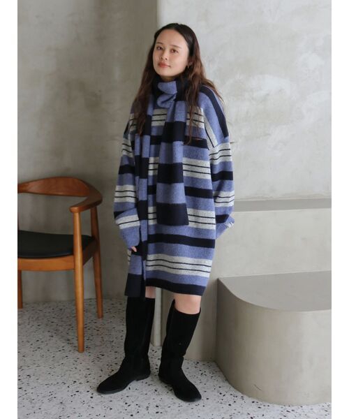 Ungrid（アングリッド）の「マルチボーダールーズニット（ニット/セーター・レディース・レッド/ブルー・FREE）」の9枚目の写真