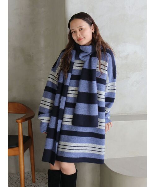 Ungrid（アングリッド）の「マルチボーダールーズニット（ニット/セーター・レディース・レッド/ブルー・FREE）」の10枚目の写真