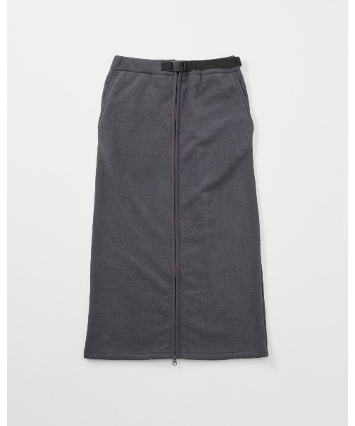 THOUSAND MILE(サウザンドマイル)の「【THOUSAND MILE】KNIT FLEECE FRONT ZIP SKIRT/ニットフリースフロントジップスカート(スカート・レディース・チャコールグレー/ブラック/ライトベージュ/ボルドー/オフホワイト・FREE)」の1枚目の写真