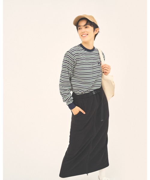 THOUSAND MILE(サウザンドマイル)の「【THOUSAND MILE】KNIT FLEECE FRONT ZIP SKIRT/ニットフリースフロントジップスカート(スカート・レディース・チャコールグレー/ブラック/ライトベージュ/ボルドー/オフホワイト・FREE)」の3枚目の写真