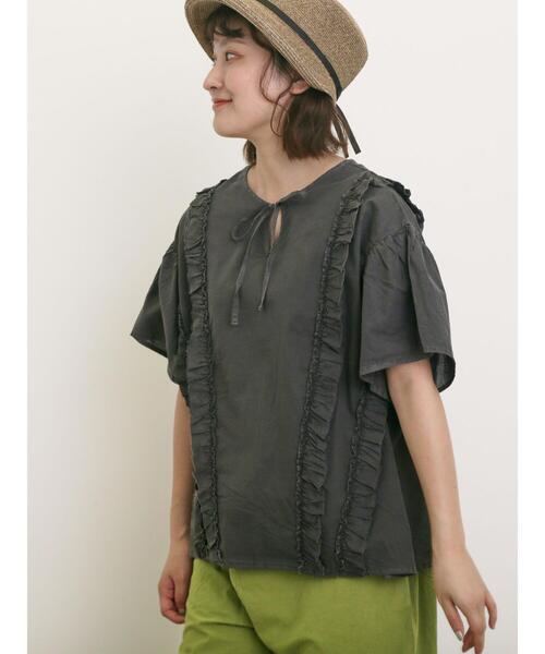 Samansa Mos2（サマンサ モスモス）の「フリル前後2WAYブラウス（シャツ/ブラウス・レディース・パープル/イエロー/サックスブルー/チャコールグレー/オフホワイト・F）」の3枚目の写真