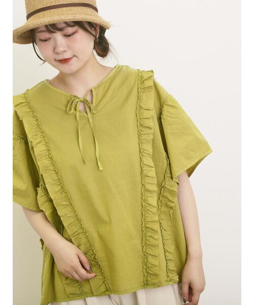 Samansa Mos2（サマンサ モスモス）の「フリル前後2WAYブラウス（シャツ/ブラウス・レディース・パープル/イエロー/サックスブルー/チャコールグレー/オフホワイト・F）」の6枚目の写真