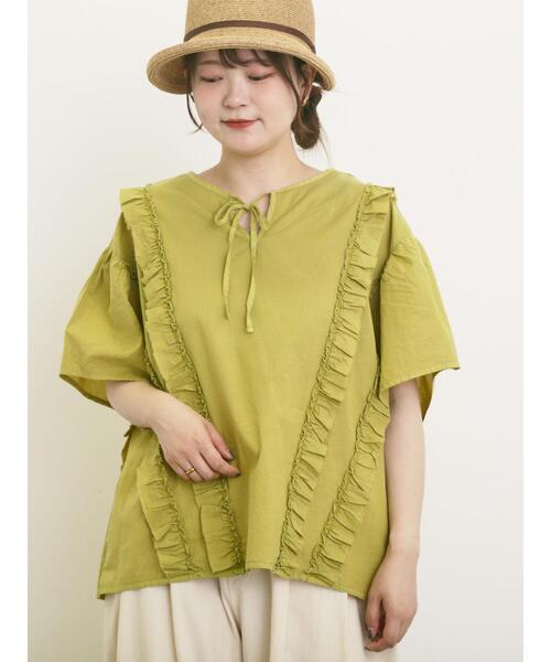 Samansa Mos2（サマンサ モスモス）の「フリル前後2WAYブラウス（シャツ/ブラウス・レディース・パープル/イエロー/サックスブルー/チャコールグレー/オフホワイト・F）」の7枚目の写真