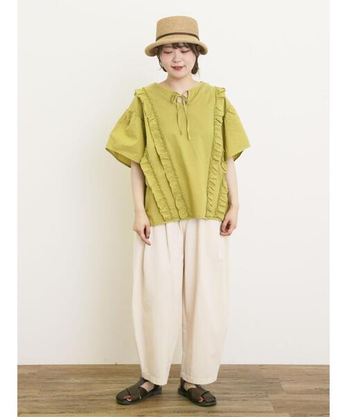 Samansa Mos2（サマンサ モスモス）の「フリル前後2WAYブラウス（シャツ/ブラウス・レディース・パープル/イエロー/サックスブルー/チャコールグレー/オフホワイト・F）」の10枚目の写真