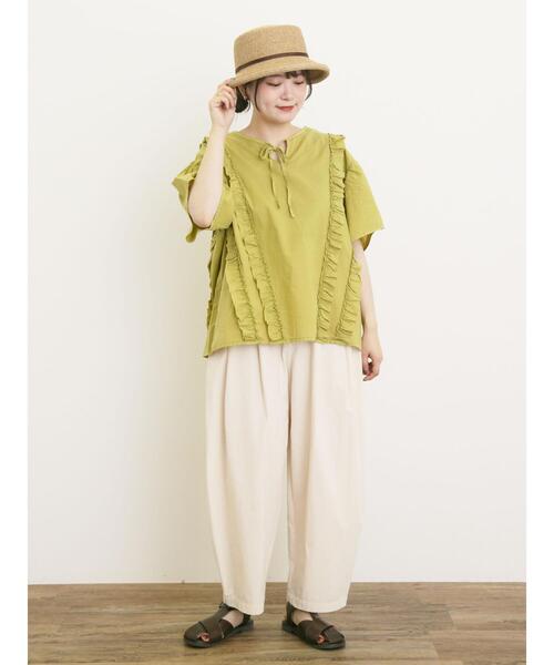 Samansa Mos2（サマンサ モスモス）の「フリル前後2WAYブラウス（シャツ/ブラウス・レディース・パープル/イエロー/サックスブルー/チャコールグレー/オフホワイト・F）」の11枚目の写真