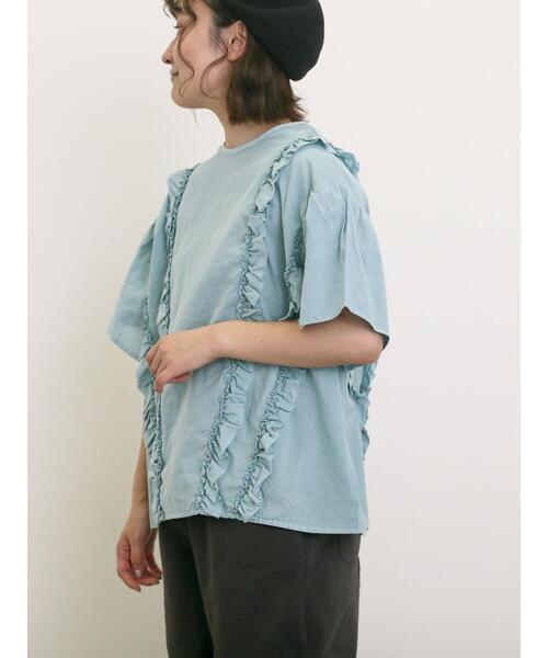 新品★サマンサ モスモス ★sm2★ブルー⋆前後着フリントフリルシャツブラウス セール】フリル前後2WAYブラウス（シャツ/ブラウス）｜Samansa