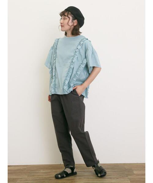 Samansa Mos2（サマンサ モスモス）の「フリル前後2WAYブラウス（シャツ/ブラウス・レディース・パープル/イエロー/サックスブルー/チャコールグレー/オフホワイト・F）」の19枚目の写真