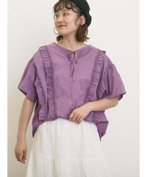Samansa Mos2（サマンサ モスモス）の「フリル前後2WAYブラウス（シャツ/ブラウス・レディース・パープル/イエロー/サックスブルー/チャコールグレー/オフホワイト・F）」の21枚目の写真