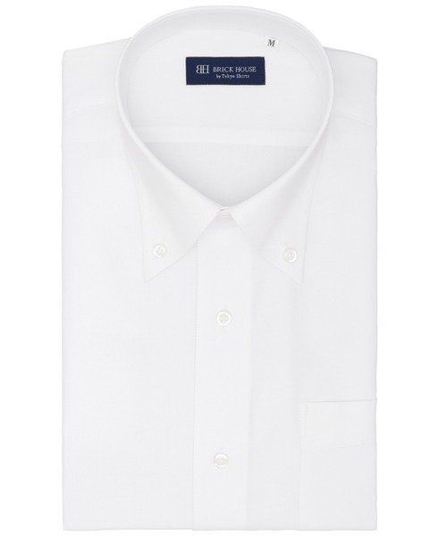 TOKYO SHIRTS(トウキョウシャツ)の「【吸水速乾】 形態安定ノンアイロン ボタンダウン 半袖ビジネスワイシャツ(ビジネスシャツ・メンズ・ホワイト・首回り43cm/首回り41cm/首回り39cm/首回り42cm/首回り37cm)」の1枚目の写真