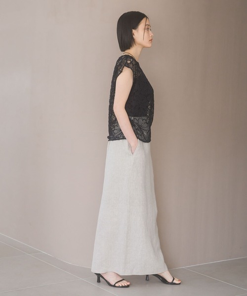 A part by（アパートバイ）の「スリットナローリネンスカート（スカート・レディース・ブラウン/アイボリー/レッド系その他2・SMALL/MEDIUM）」の20枚目の写真