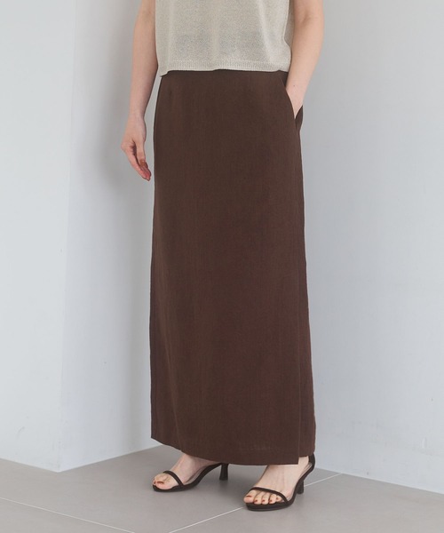 A part by（アパートバイ）の「スリットナローリネンスカート（スカート・レディース・ブラウン/アイボリー/レッド系その他2・SMALL/MEDIUM）」の15枚目の写真