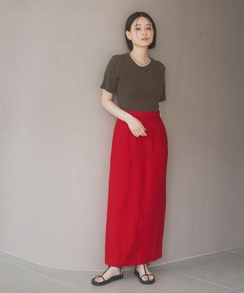 A part by（アパートバイ）の「スリットナローリネンスカート（スカート・レディース・ブラウン/アイボリー/レッド系その他2・SMALL/MEDIUM）」の12枚目の写真
