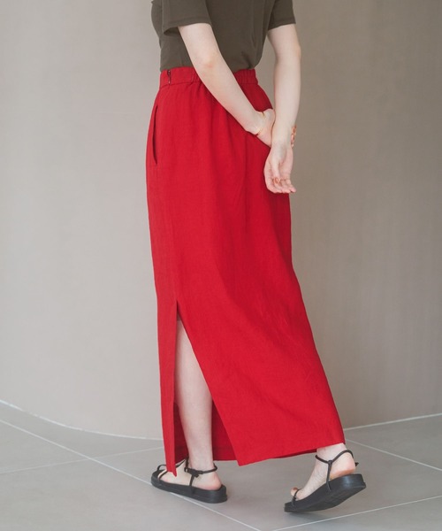 A part by（アパートバイ）の「スリットナローリネンスカート（スカート・レディース・ブラウン/アイボリー/レッド系その他2・SMALL/MEDIUM）」の11枚目の写真