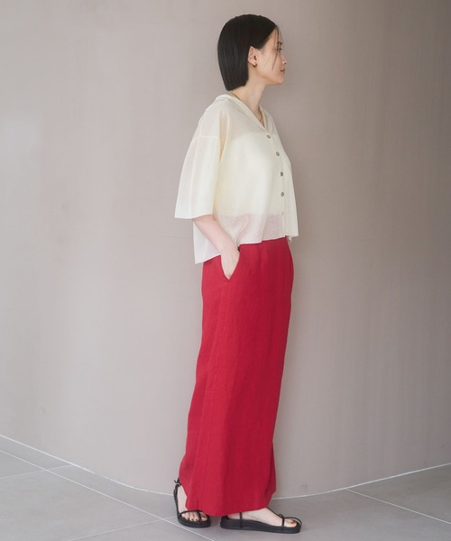 A part by（アパートバイ）の「スリットナローリネンスカート（スカート・レディース・ブラウン/アイボリー/レッド系その他2・SMALL/MEDIUM）」の9枚目の写真