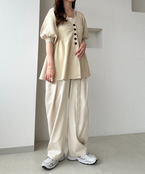 apres jour clair（アプレジュールクレア）の「【apres jour clair】ラメペプラムチュニックトップス（チュニック・レディース・モカ/クリーム/ブラウン系その他/ピンクベージュ・X-LARGE/フリー）」の22枚目の写真