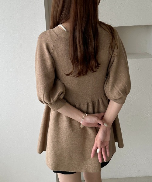 apres jour clair（アプレジュールクレア）の「【apres jour clair】ラメペプラムチュニックトップス（チュニック・レディース・モカ/クリーム/ブラウン系その他/ピンクベージュ・X-LARGE/フリー）」の9枚目の写真