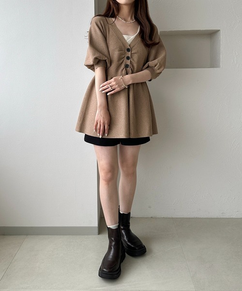 セール】【apres jour clair】ラメペプラムチュニックトップス