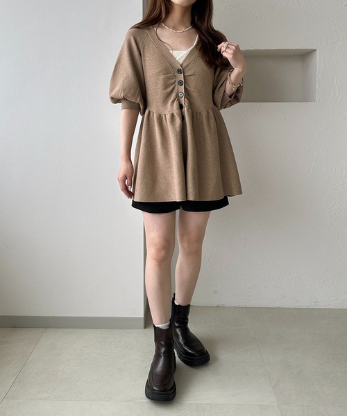 apres jour clair（アプレジュールクレア）の「【apres jour clair】ラメペプラムチュニックトップス（チュニック・レディース・モカ/クリーム/ブラウン系その他/ピンクベージュ・X-LARGE/フリー）」の11枚目の写真