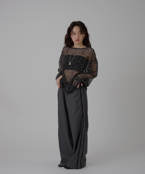 MUHET(ミュエータ)の「double line easy pants / ラインイージーパンツ(スラックス・レディース・チャコールグレー/ベージュ・MEDIUM/LARGE/SMALL)」の15枚目の写真