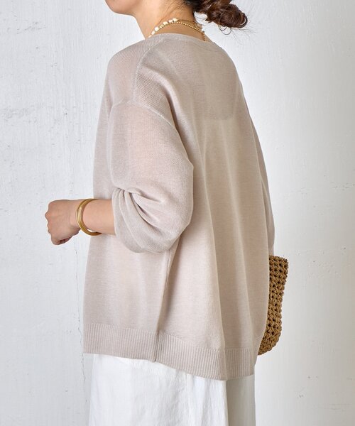 Jena espace merveilleux(ジェナ エスパスメルヴェイユ)の「クルーネック細ギマカーディガン(カーディガン/ボレロ・レディース・グレー/ブラウン/レッド・FREE)」の8枚目の写真