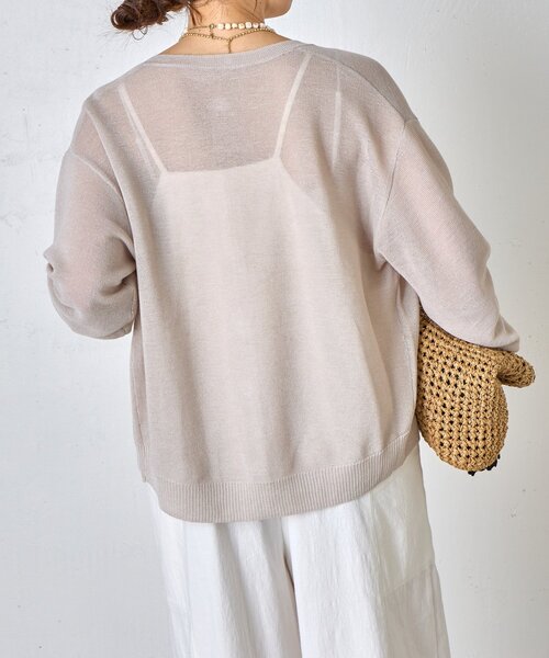 Jena espace merveilleux(ジェナ エスパスメルヴェイユ)の「クルーネック細ギマカーディガン(カーディガン/ボレロ・レディース・グレー/ブラウン/レッド・FREE)」の9枚目の写真