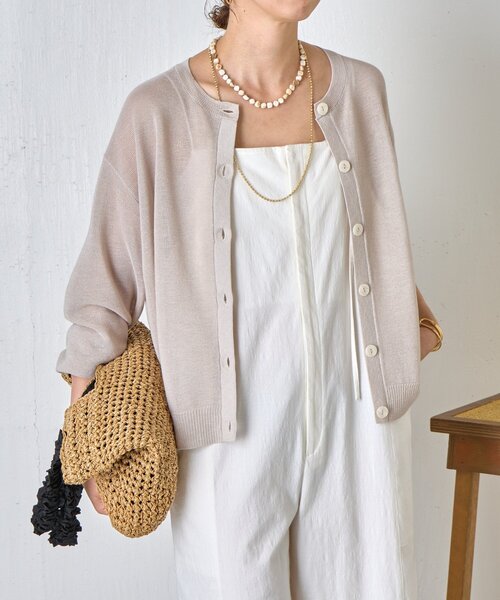 Jena espace merveilleux(ジェナ エスパスメルヴェイユ)の「クルーネック細ギマカーディガン(カーディガン/ボレロ・レディース・グレー/ブラウン/レッド・FREE)」の10枚目の写真