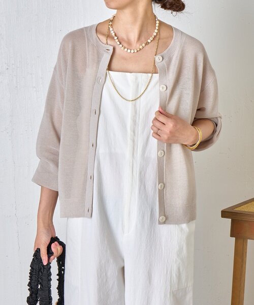 Jena espace merveilleux(ジェナ エスパスメルヴェイユ)の「クルーネック細ギマカーディガン(カーディガン/ボレロ・レディース・グレー/ブラウン/レッド・FREE)」の11枚目の写真