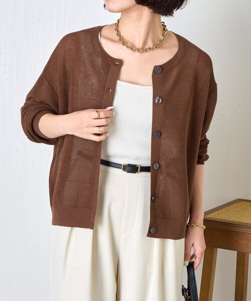 Jena espace merveilleux(ジェナ エスパスメルヴェイユ)の「クルーネック細ギマカーディガン(カーディガン/ボレロ・レディース・グレー/ブラウン/レッド・FREE)」の16枚目の写真