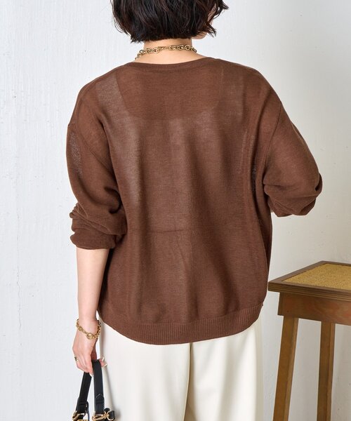 Jena espace merveilleux(ジェナ エスパスメルヴェイユ)の「クルーネック細ギマカーディガン(カーディガン/ボレロ・レディース・グレー/ブラウン/レッド・FREE)」の18枚目の写真