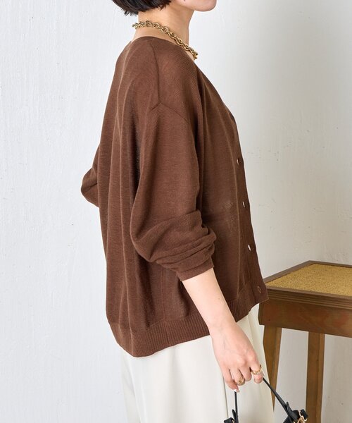 Jena espace merveilleux(ジェナ エスパスメルヴェイユ)の「クルーネック細ギマカーディガン(カーディガン/ボレロ・レディース・グレー/ブラウン/レッド・FREE)」の19枚目の写真