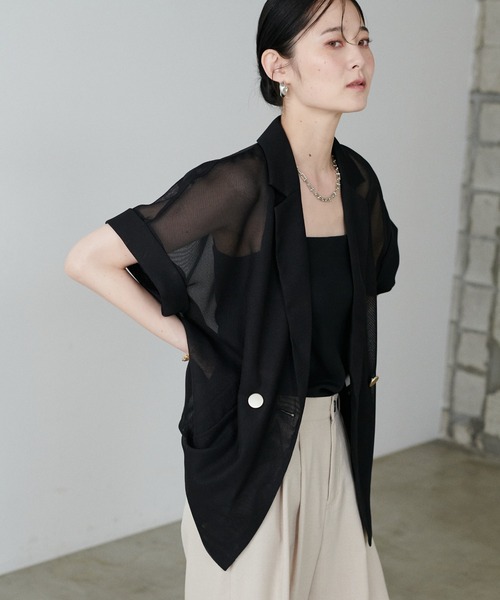 LARUTA(ラルータ)の「【LARUTA】半袖メッシュジャケット(テーラードジャケット・レディース・ネイビー/ブラック/オフホワイト・FREE)」の22枚目の写真