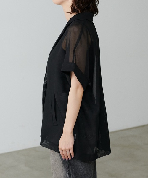 LARUTA(ラルータ)の「【LARUTA】半袖メッシュジャケット(テーラードジャケット・レディース・ネイビー/ブラック/オフホワイト・FREE)」の11枚目の写真