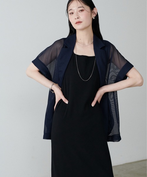 LARUTA(ラルータ)の「【LARUTA】半袖メッシュジャケット(テーラードジャケット・レディース・ネイビー/ブラック/オフホワイト・FREE)」の16枚目の写真