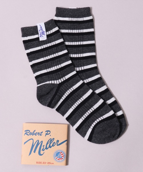 MILLER（ミラー）の「(LF)【Miller】ピスネーム付き パネルリブ ボーダー クォーターソックス（ソックス/靴下・レディース・ホワイト系1/ホワイト系2/ブラック系1/ブラック系2/グレー系1/ネイビー系1/ホワイト系3/ライトオレンジ系1/オレンジ系1・23-25cm）」の21枚目の写真