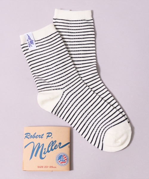 MILLER（ミラー）の「(LF)【Miller】ピスネーム付き パネルリブ ボーダー クォーターソックス（ソックス/靴下・レディース・ホワイト系1/ホワイト系2/ブラック系1/ブラック系2/グレー系1/ネイビー系1/ホワイト系3/ライトオレンジ系1/オレンジ系1・23-25cm）」の16枚目の写真