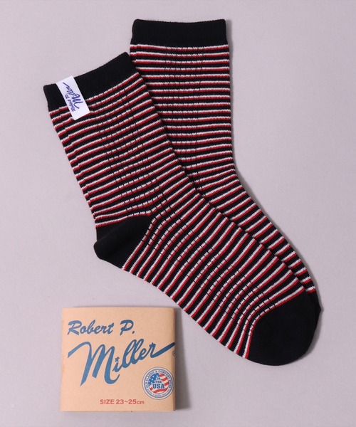 MILLER（ミラー）の「(LF)【Miller】ピスネーム付き パネルリブ ボーダー クォーターソックス（ソックス/靴下・レディース・ホワイト系1/ホワイト系2/ブラック系1/ブラック系2/グレー系1/ネイビー系1/ホワイト系3/ライトオレンジ系1/オレンジ系1・23-25cm）」の19枚目の写真