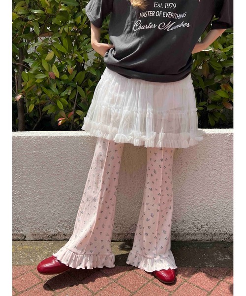 フリル付きレース風フレアパンツ【5月25日限定大幅値下げ】 楽天市場】フリルレースロングフレアパンツ : 夢展望 YUMETENBO
