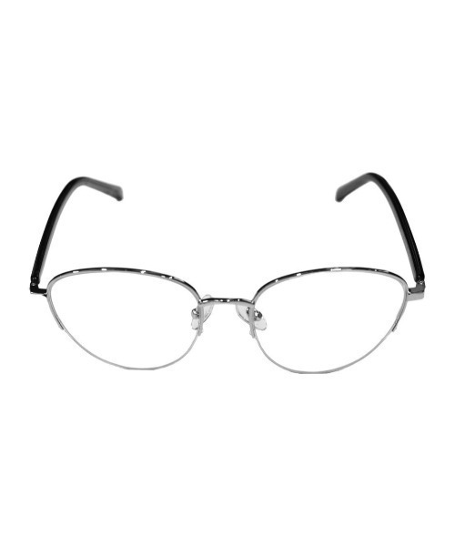 Chikashitsu +(チカシツプラス)の「【Chikashitsu +】fox frame eyeglasses / 【チカシツプラス】フォックスフレームアイグラス(メガネ・メンズ・ブラック/シルバー系その他2・ONE SIZE)」の2枚目の写真